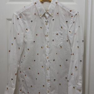 White Palm Tree Print Men's Shirt